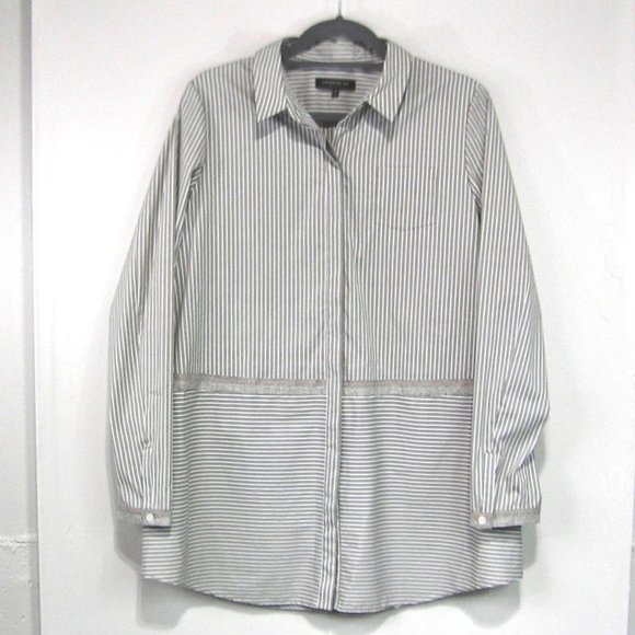 LAFAYETTE 148 GRAY STRIPED TUNIC MEDIUM - Picture 1 of 9